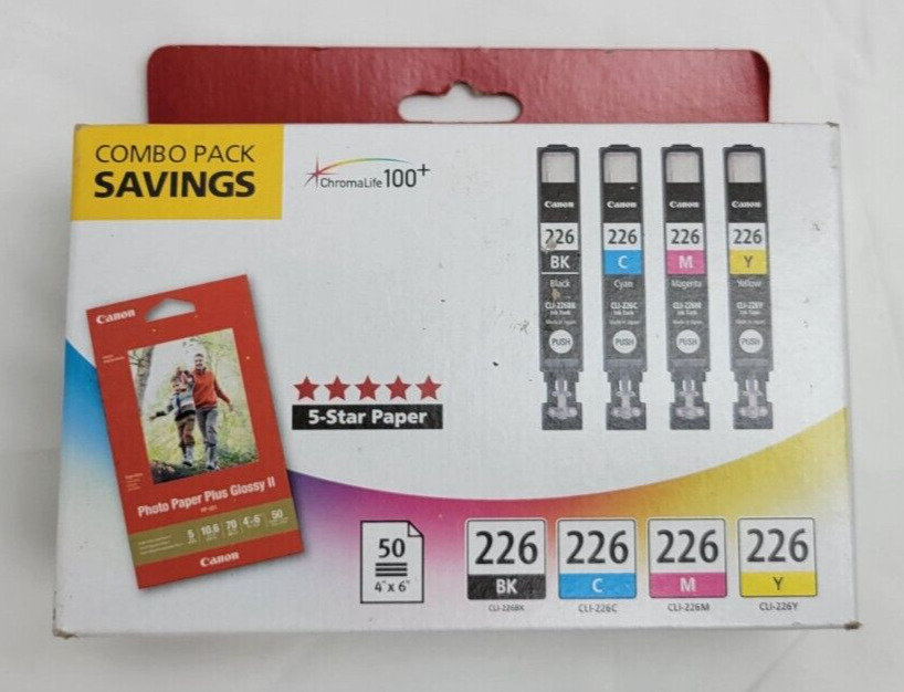 Genuine OEM Canon 226 Combo Pack Ink Cartridges & Photo Paper [NEW & SEALED]