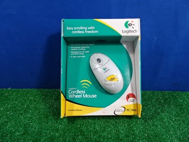 Vintage 2000 Logitech Cordless Wheel Mouse USB & PS/2 for PC MAC Sealed NEW NOS