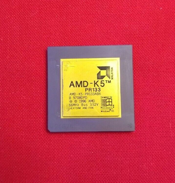 AMD AMD-5 PR133 K5 AMD-K5-PR133ABR Gold Top Windows 95 ✅ Very Very Rare Vintage