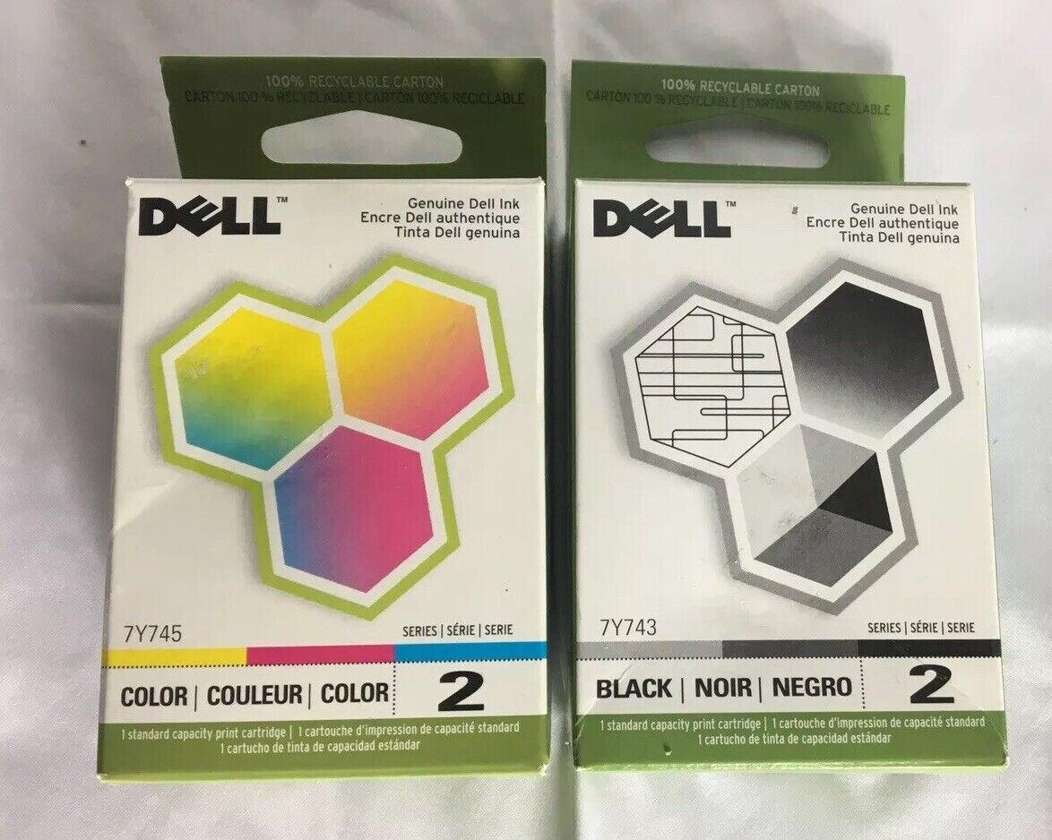 Dell Series 2 Black(7Y743) + Color(7Y745) Set of 2 Inkjet Cartridge Oem Bag 