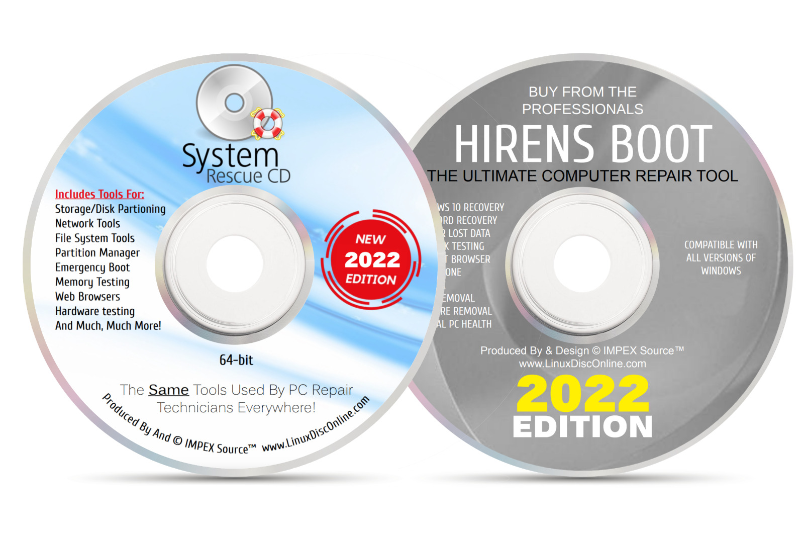 System Rescue CD PC Computer Diagnostic And Hiren\'s Boot CD Repair Data Recovery