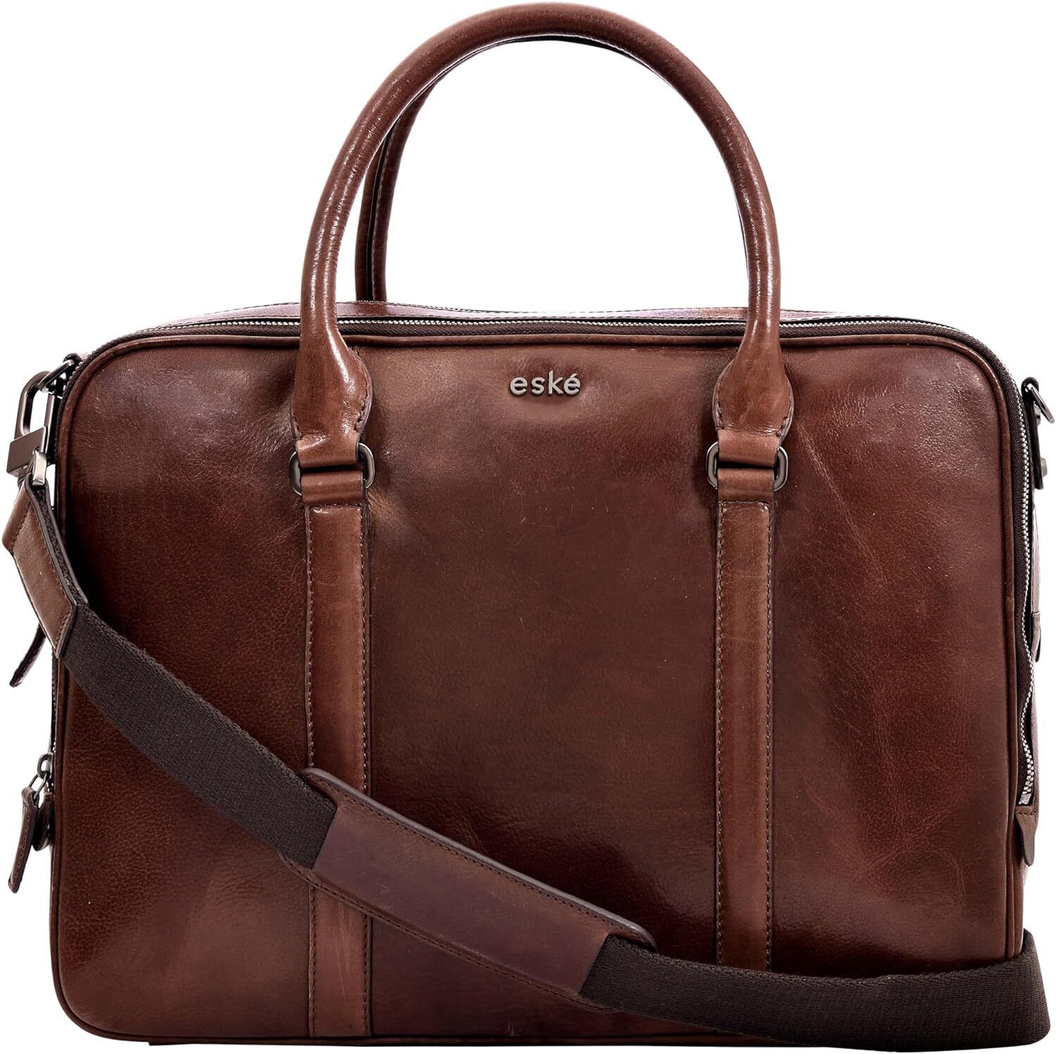 eské Charlie 15.6” Genuine Leather Laptop/MacBook Bag for Men & British Tan 