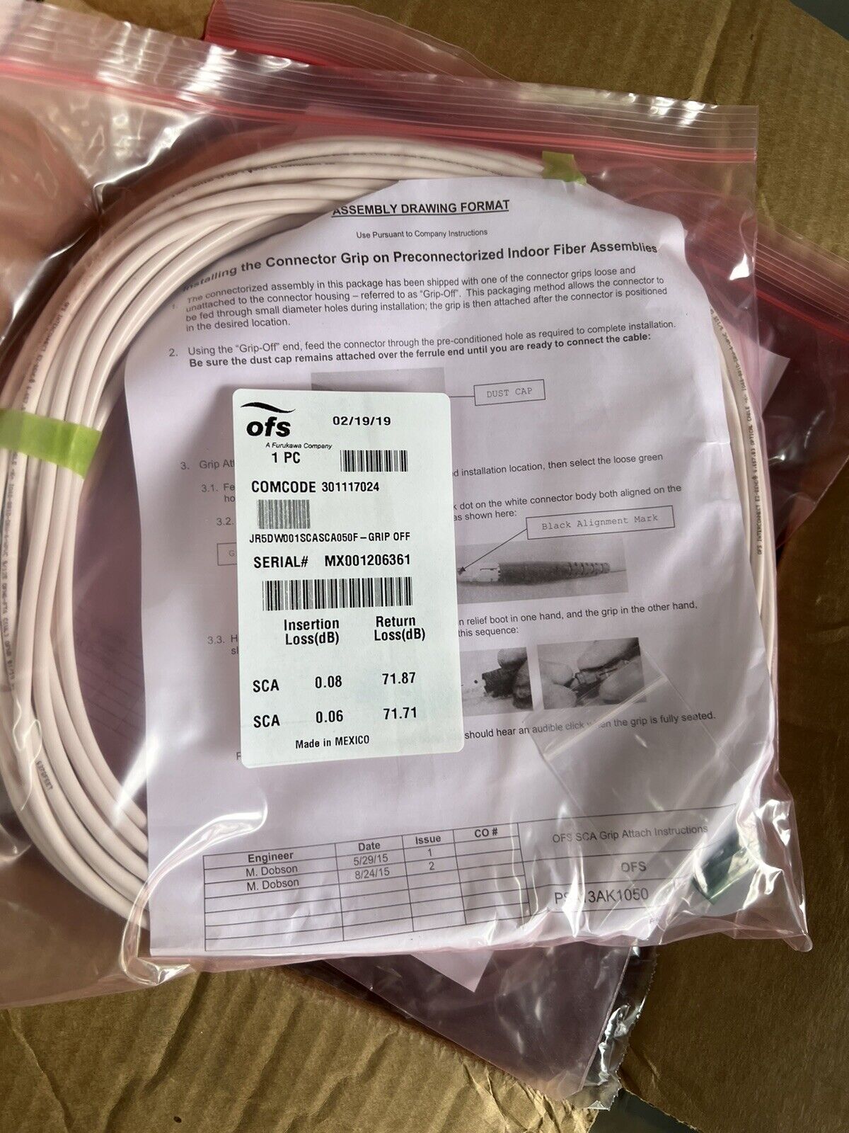 OFS Indoor Preconnectorized Indoor Fiber Optic 50ft Cable