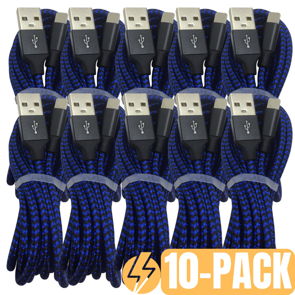 10X Bulk Lot 3Ft Braided For Apple iPhone Charger Heavy Duty Charging Cable Cord