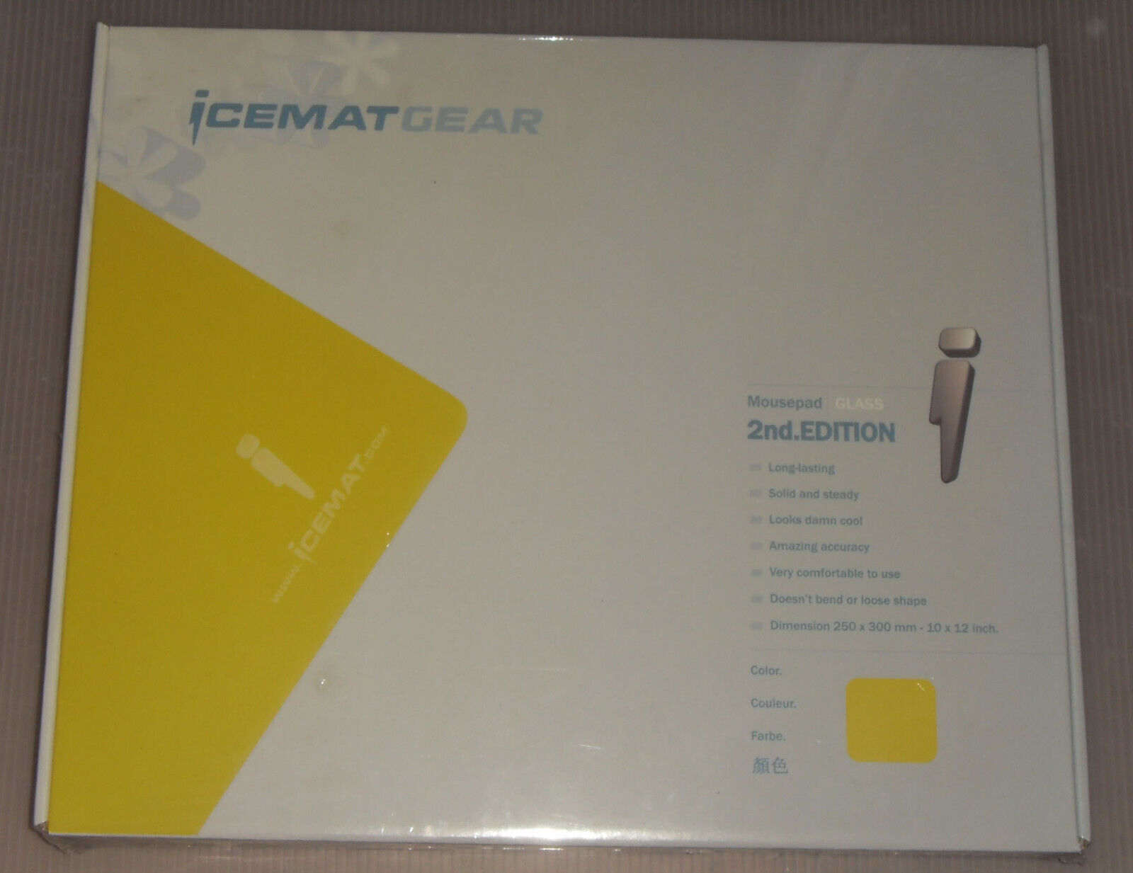 Brand New Still Sealed Icemat Gear 2nd Edition Glass Mouse Pad Rare YELLOW