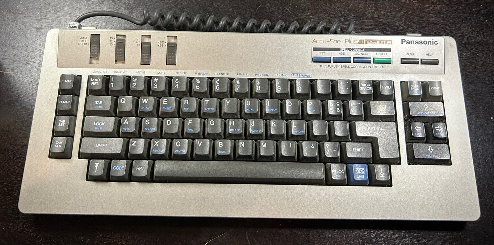 Vintage Panasonic Accu-Spell Keyboard Accu Spell Plus Thesaurus Rare Untested