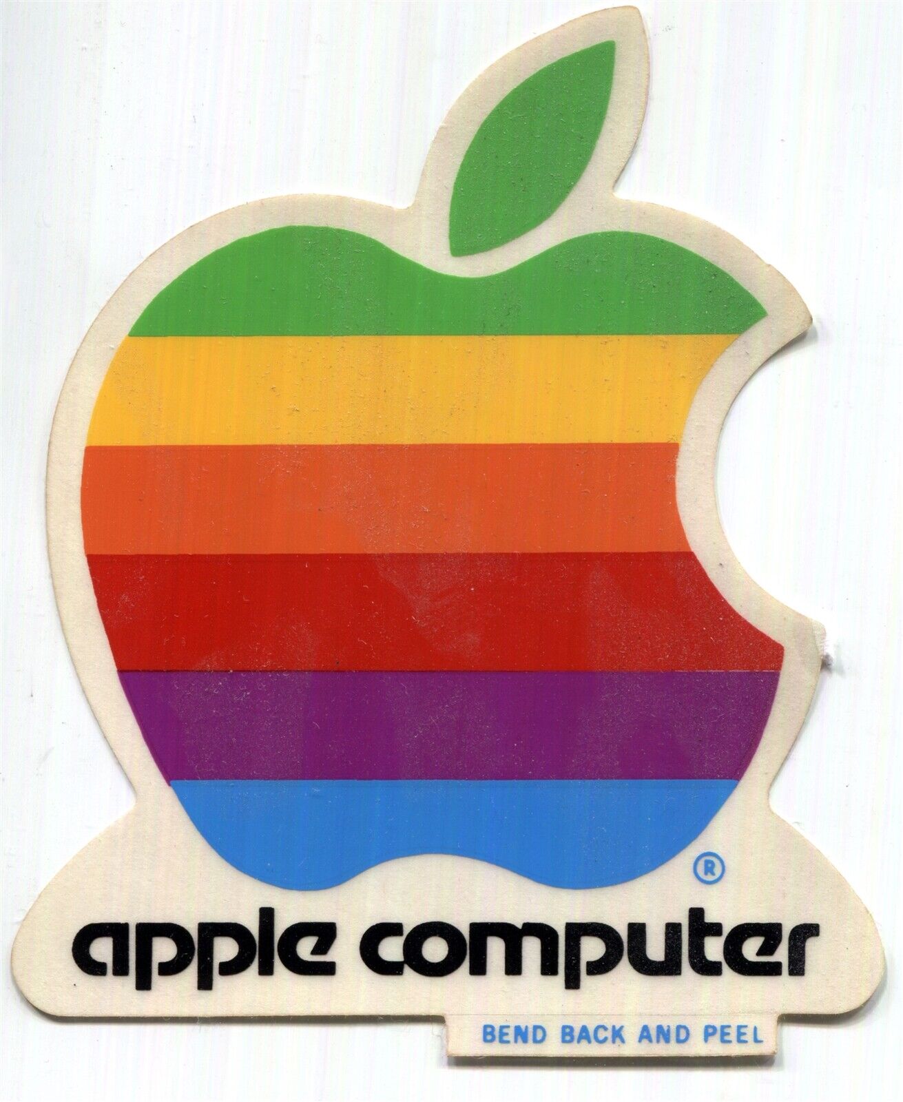 Apple Computer Logo Sticker Vintage 1984 //e -original- 3½x4 DIE CUT rainbow