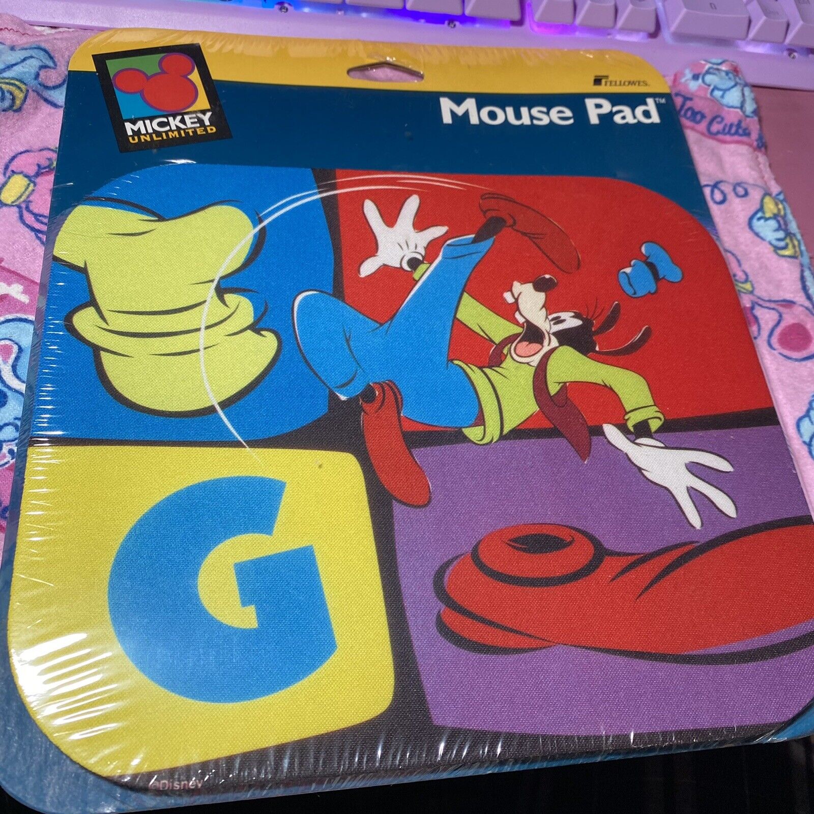 New Sealed 1996 Fellowes Mickey Unlimited Goofy 9” x 8” Mouse Pad Vintage