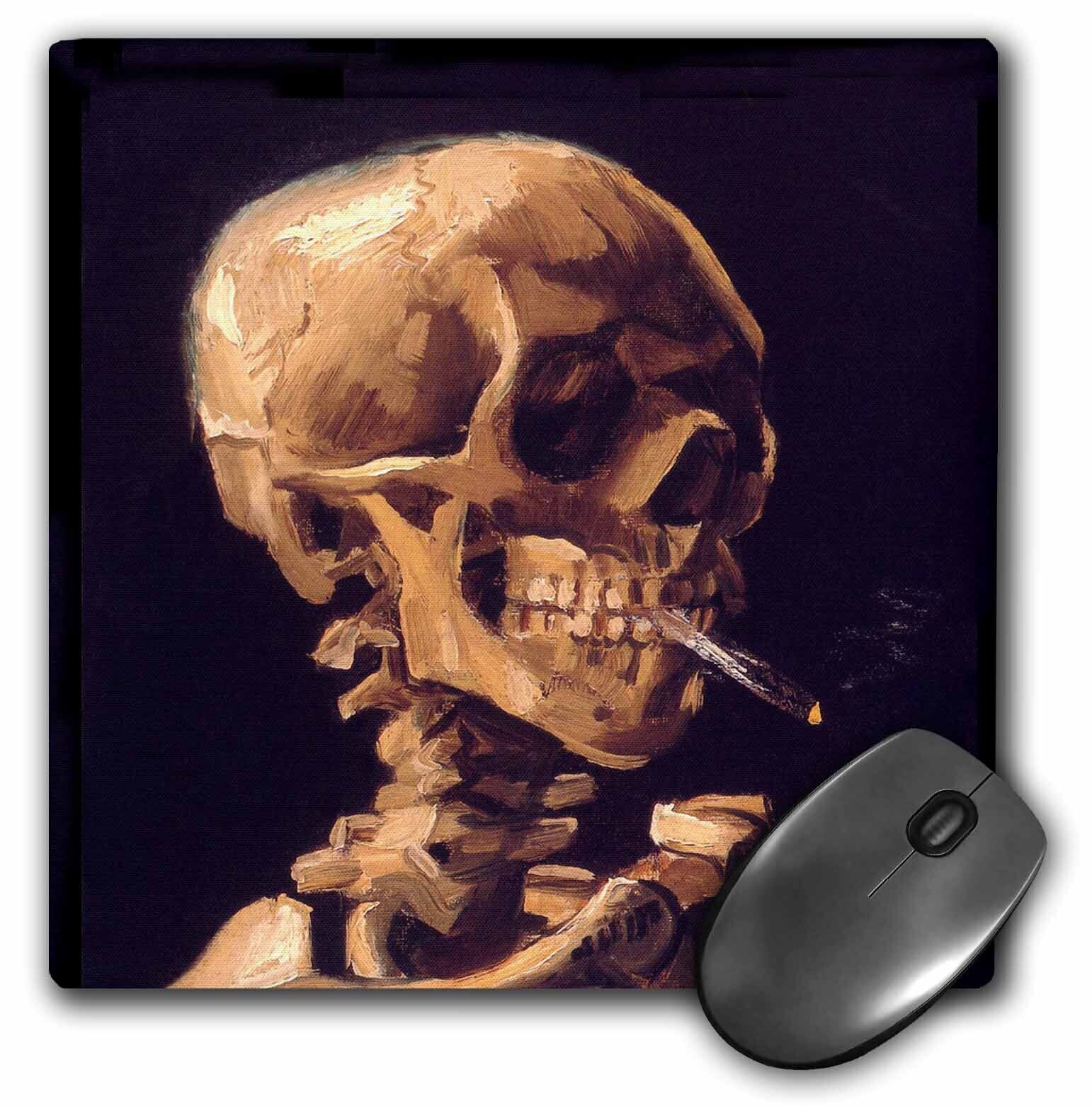 3dRose van Gogh - Skull of a Skeleton with Burning Cigarette MousePad