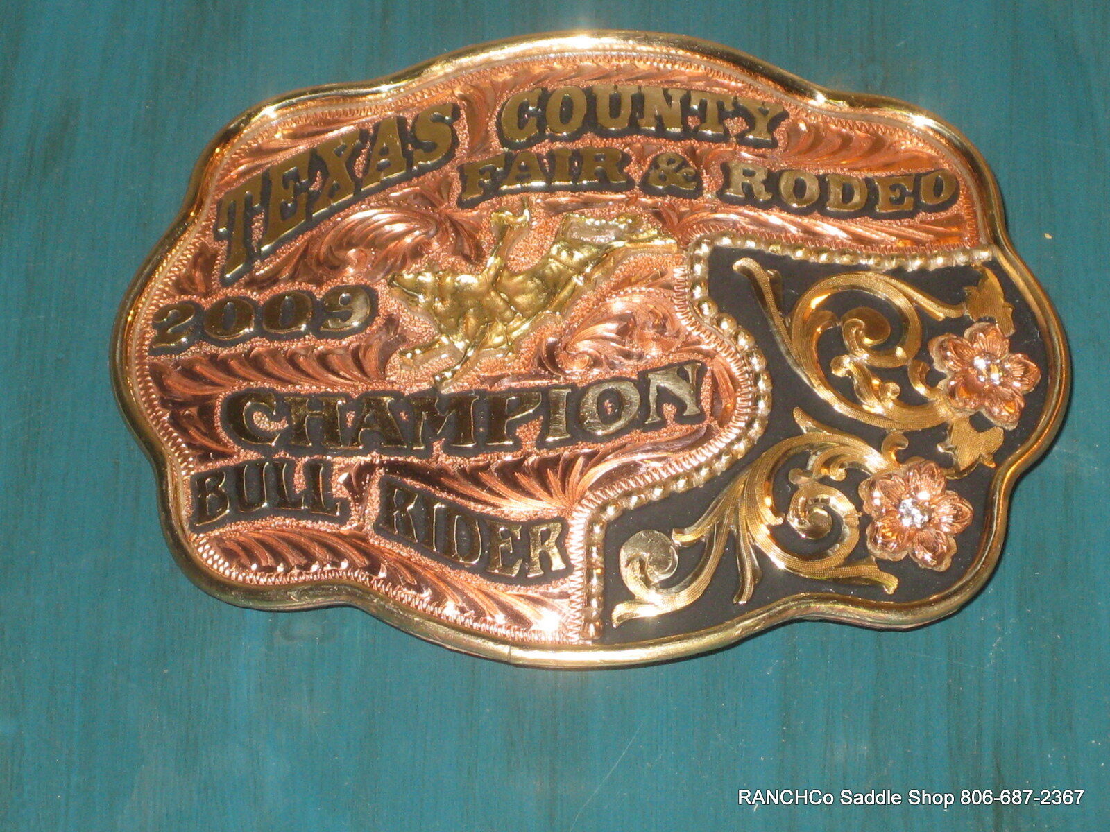 Custom Copper Silver Made  4 You Mortenson Rodeo Trophy Belt Awards Buckle 