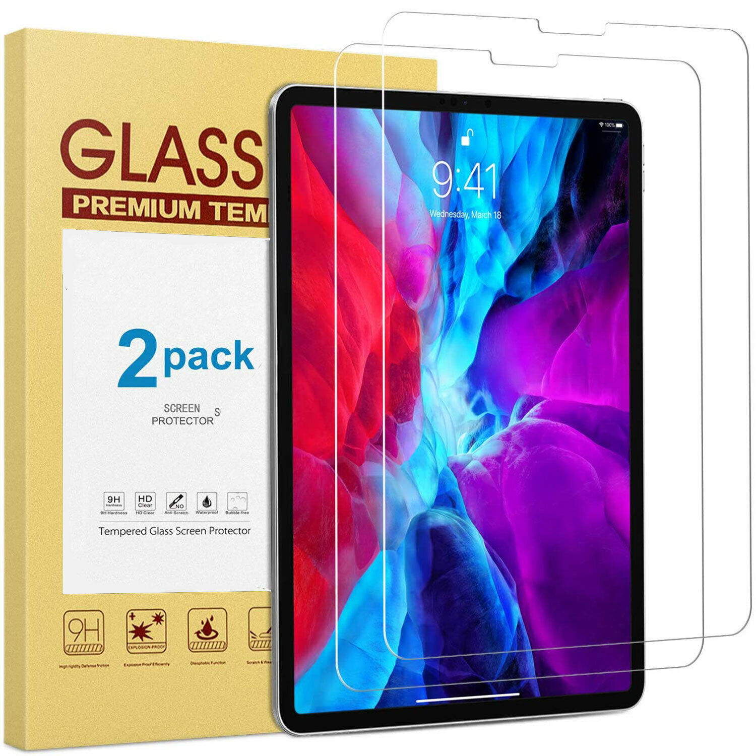 2 Pack Tempered Screen Protector For Apple iPad 9.7/10.2/10.5/10.9/11/12.9