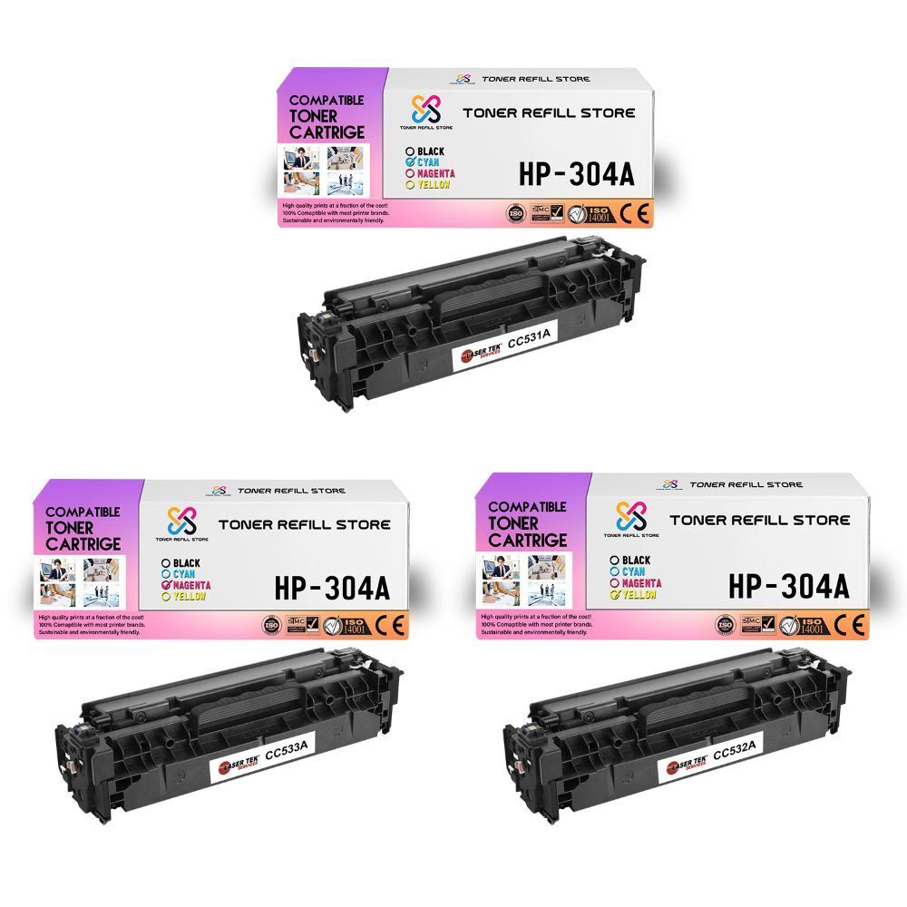 3Pk TRS 304A C Y M Compatible for HP LaserJet CP2025 CP2025n Toner Cartridge