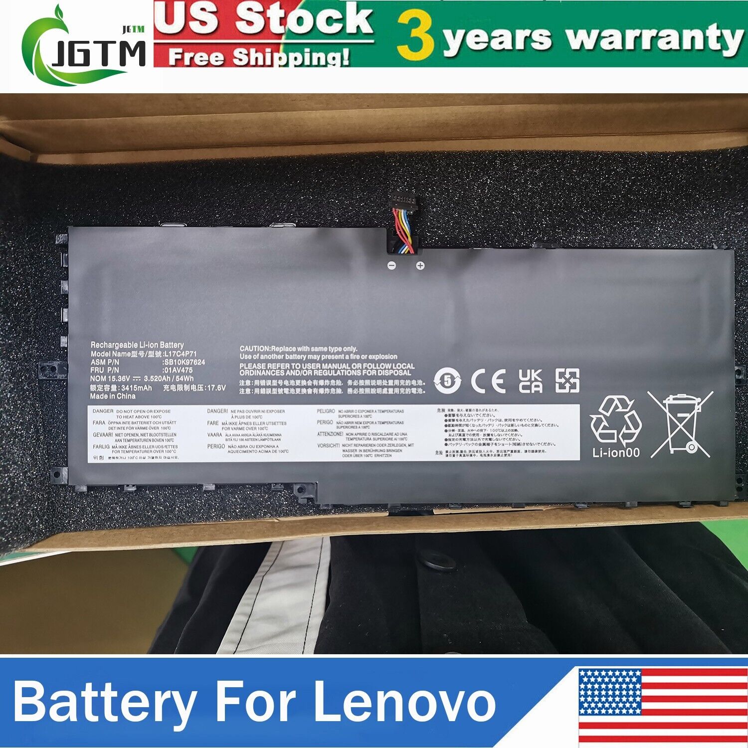 L17M4P71 L17C4P71 01AV474 Laptop Battery For Lenovo ThinkPad X1 Yoga 2018 54Wh