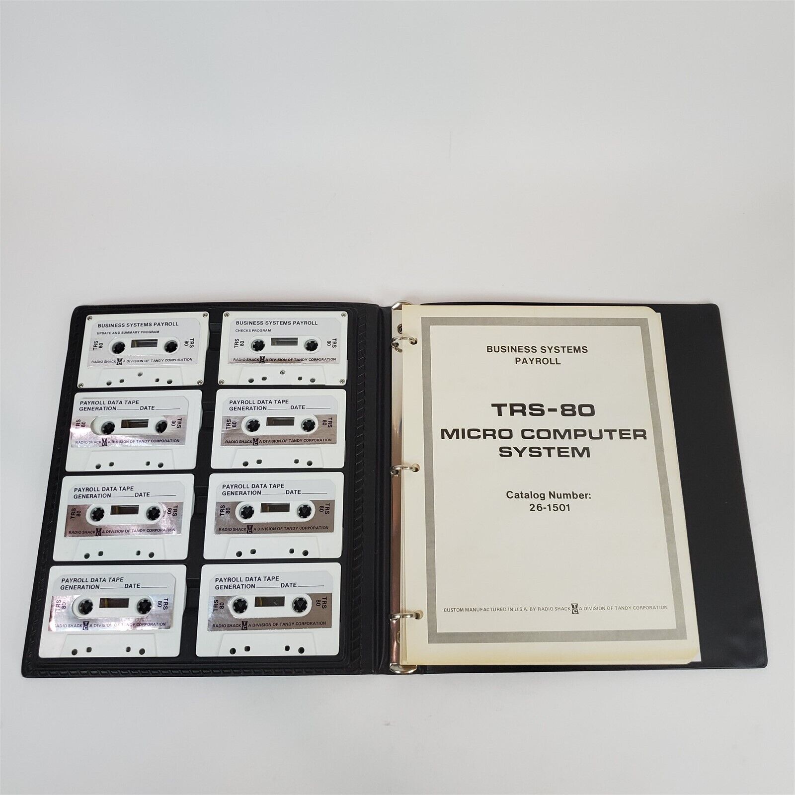 Vintage Original TRS-80 Business Systems Payroll Software Cassettes & Manual