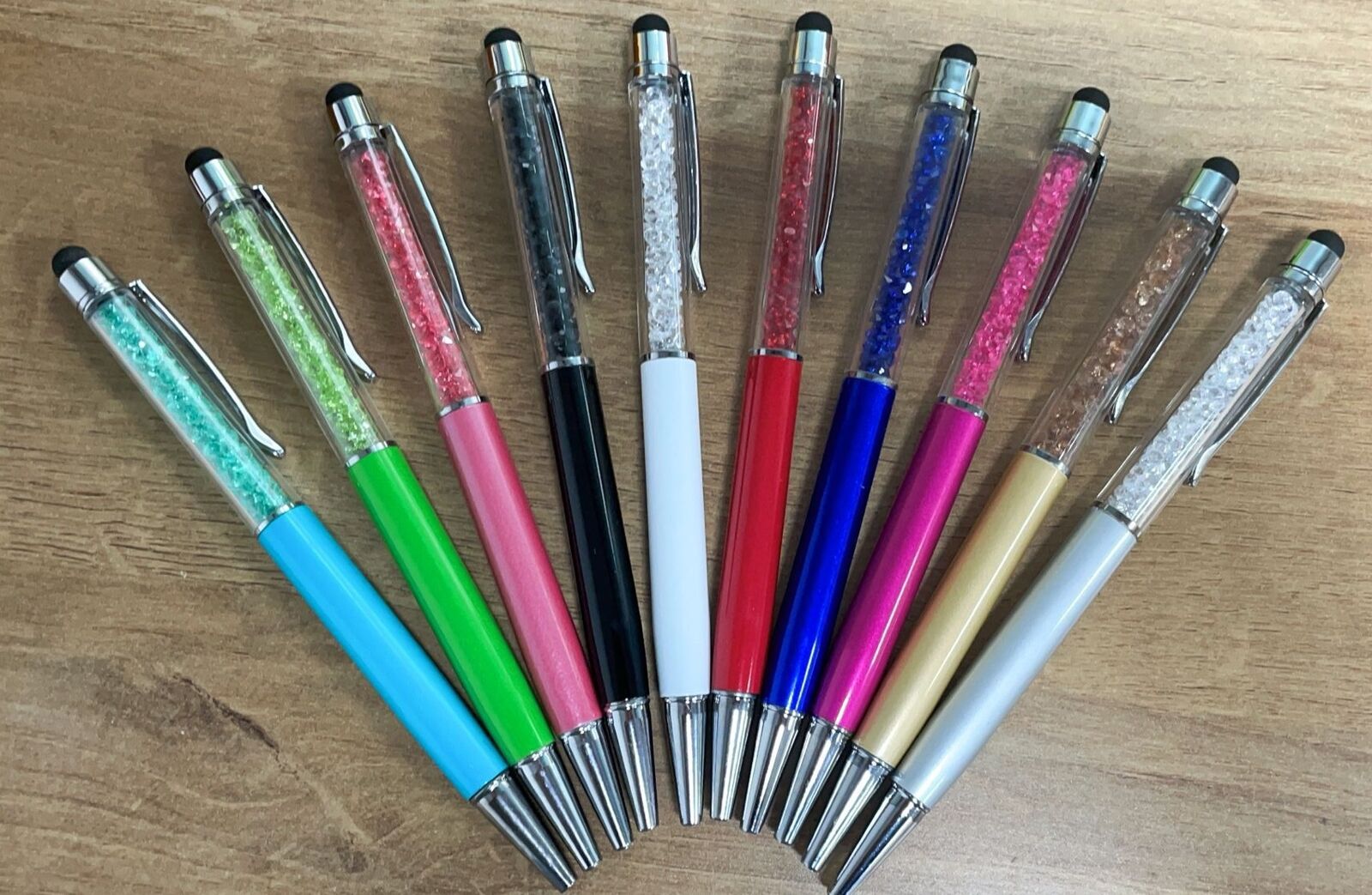 12pcs Bling Bling 2-in-1 Slim Crystal Diamond Stylus pen and Ink Ballpoint pen