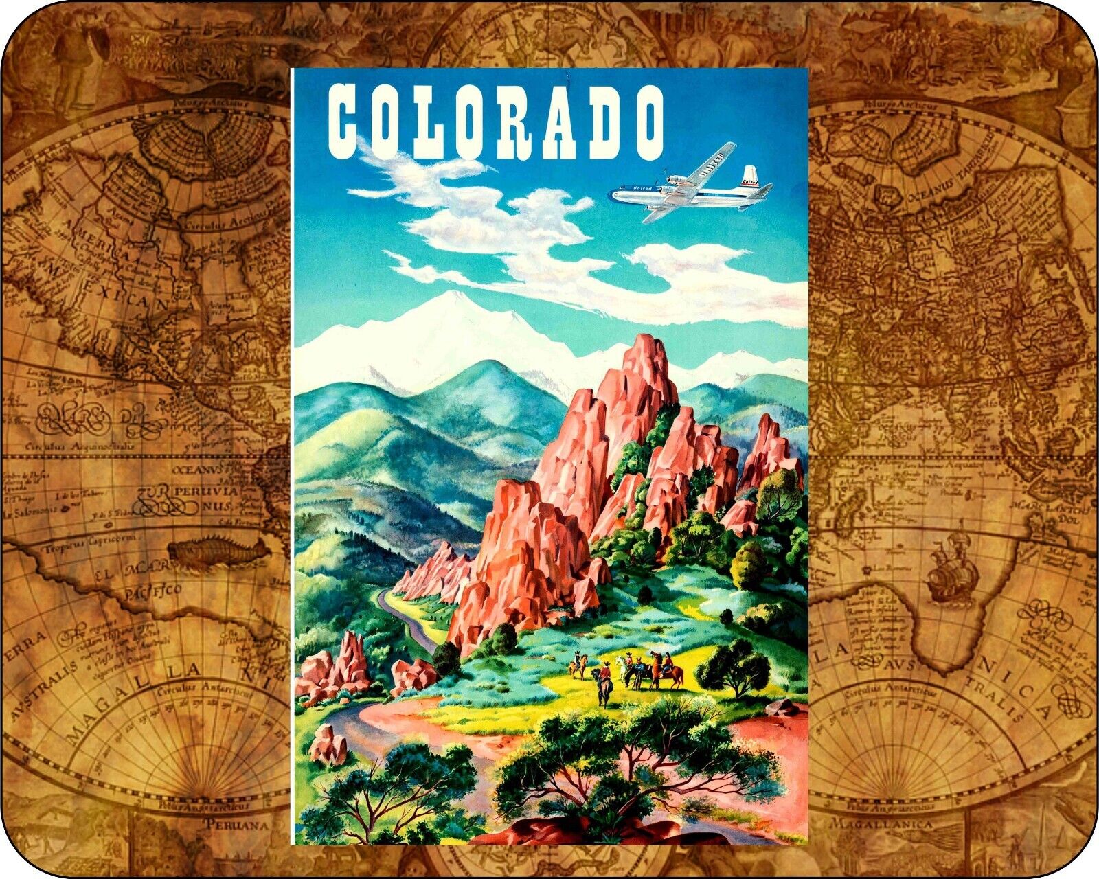 Colorado Travel Poster Mousepad Computer Mouse Pad  7 x 9 1931