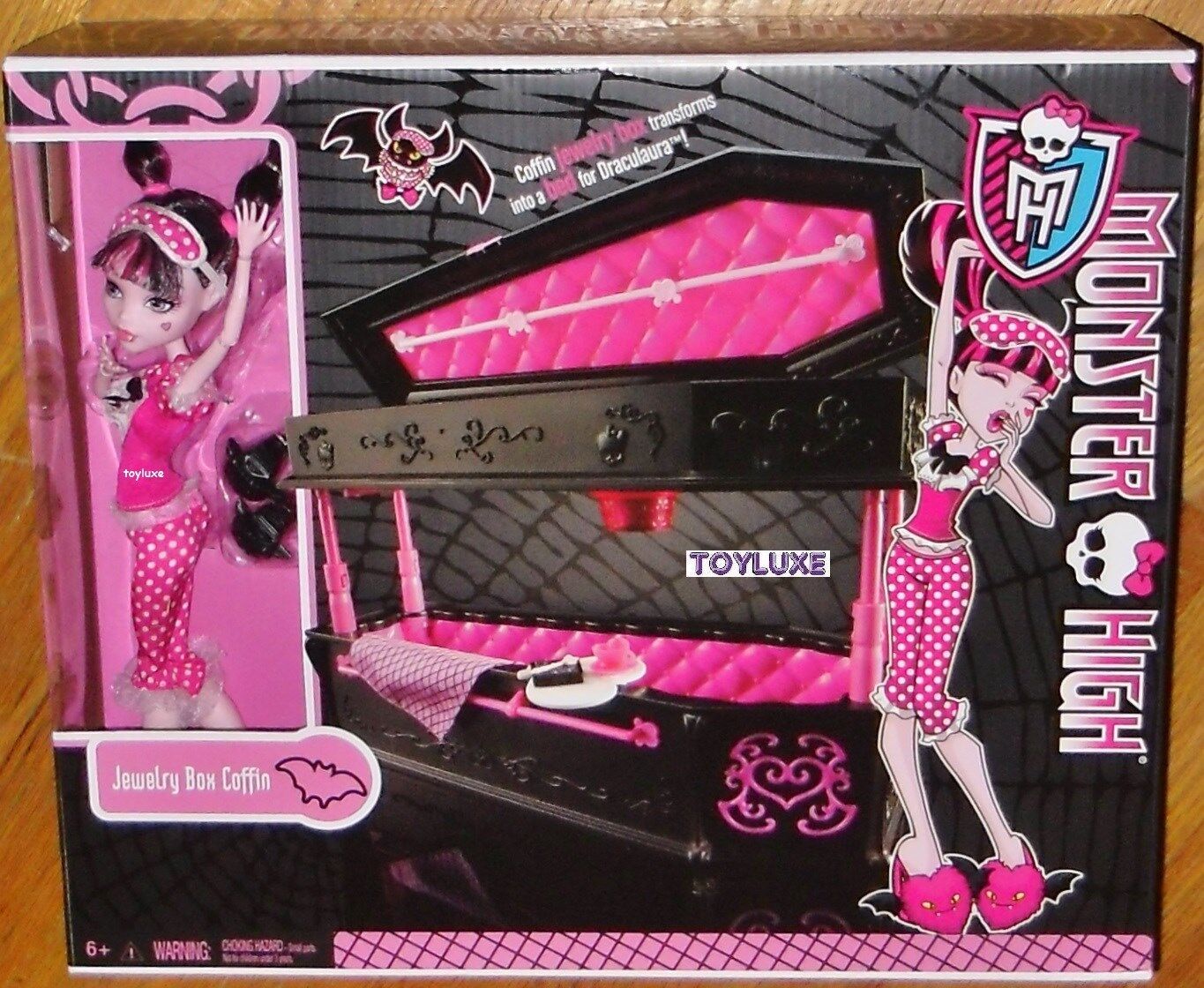 Monster High DEAD TIRED Draculaura Doll + JEWELRY BOX Coffin Bed Furniture Set