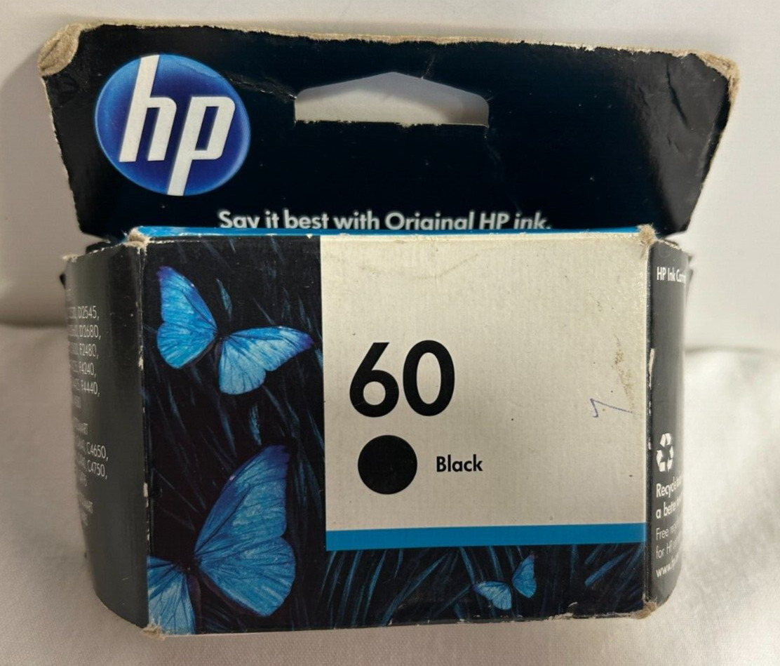 New in Box HP 60 Black Ink Cartridge Unknown Expire 