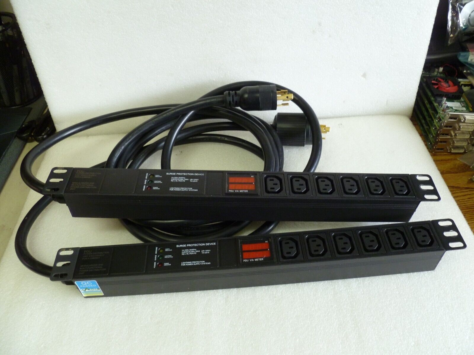 Lot of 2 LCD Metered PDU 250V-50/60HZ 30AMP Cryptocurrency Mining