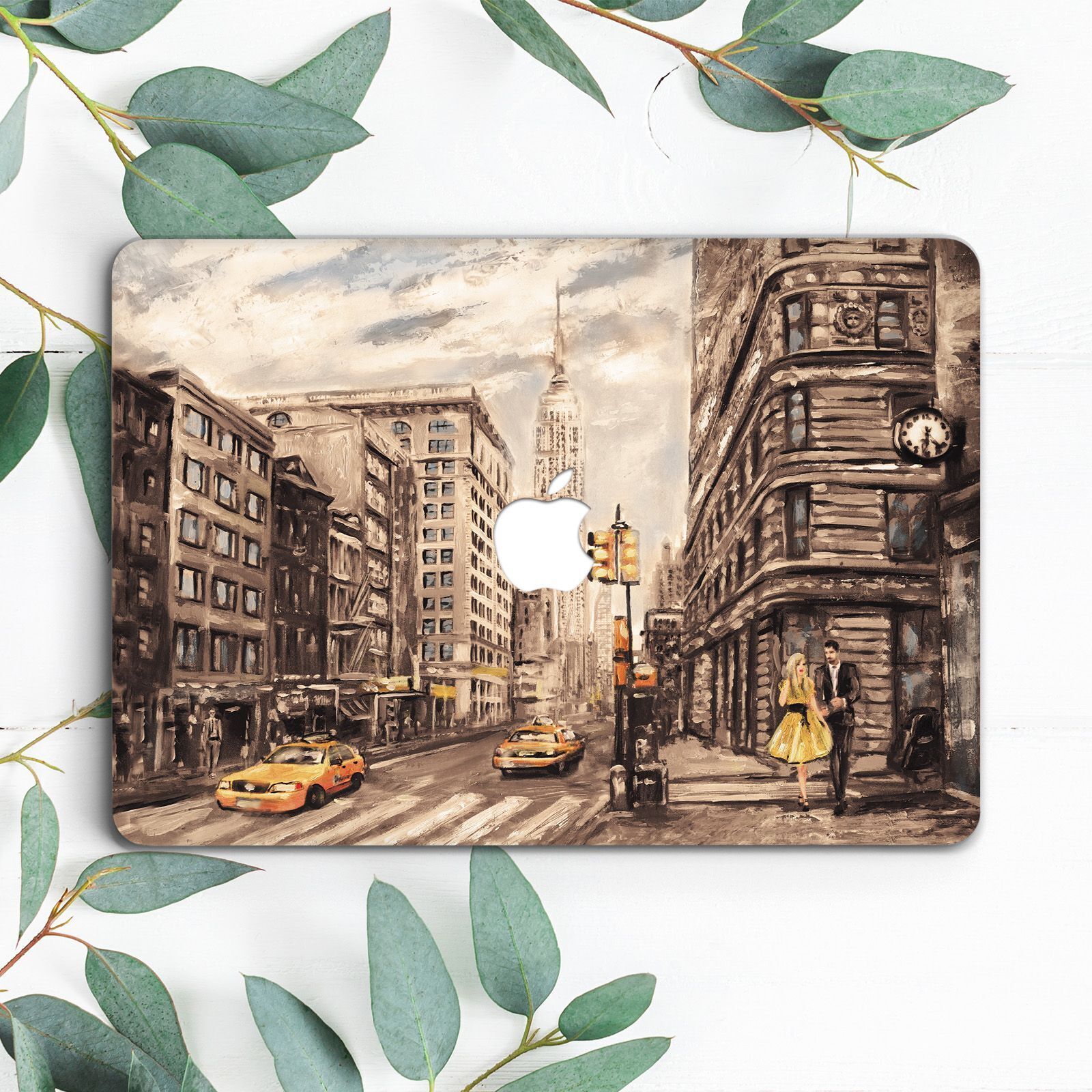 New York Vintage Oil Painting City Hard Case For Macbook Pro 13 14 15 16 Air 13