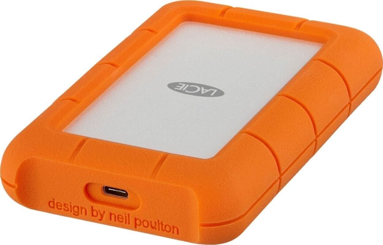 LaCie Rugged 5TB External USB-C USB 3.1 Gen 1 Portable Hard Drive Orange/Silver