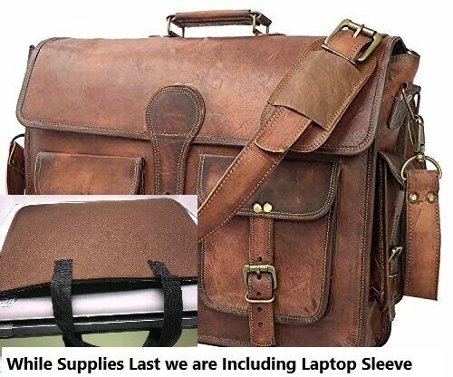 Luxury Defined, 18 Inch Retro Vintage Handmade Leather Messenger Bag for Laptop 