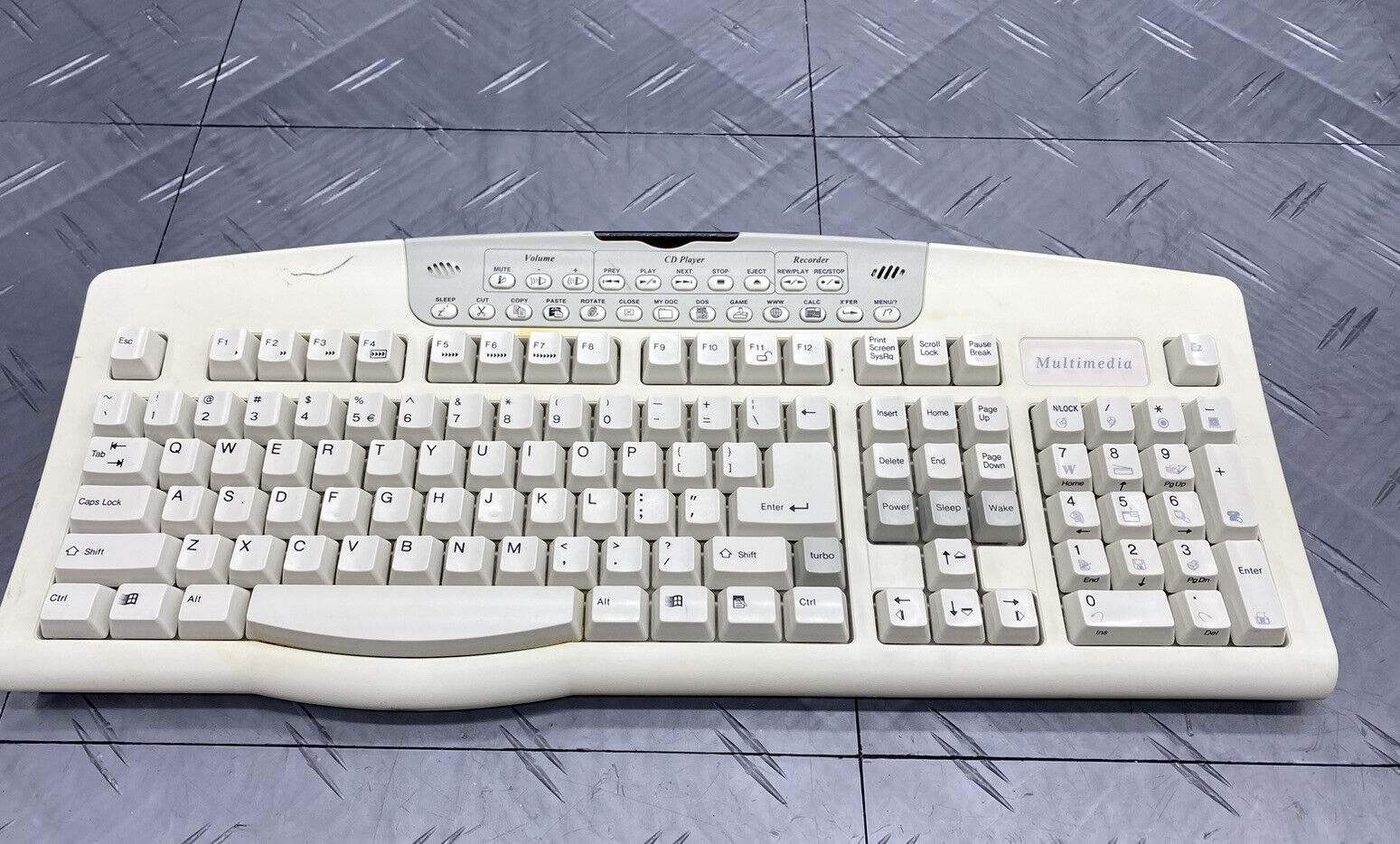 Turbo-Media Wireless Keyboard KB-9801R+ Multimedia Vintage Windows 98 95 Rare