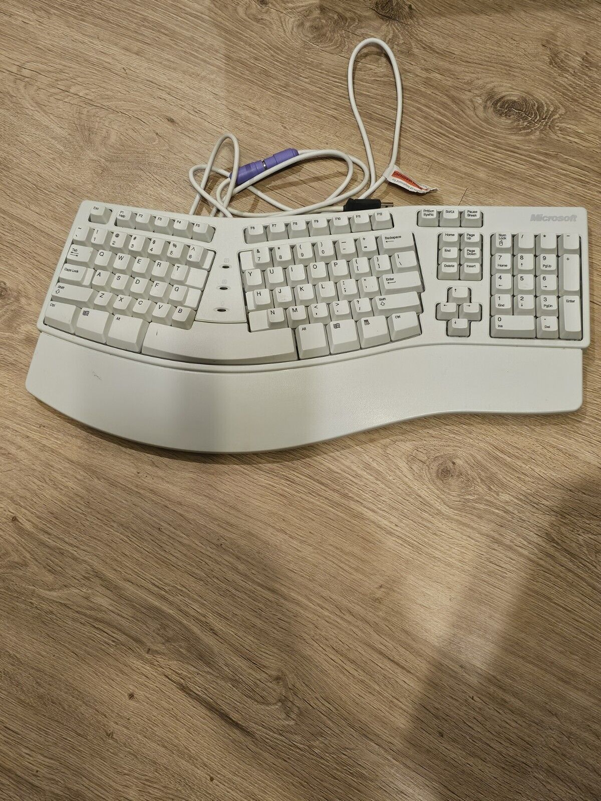Vintage Microsoft Natural Elite Keyboard Wired White Ergonomic 