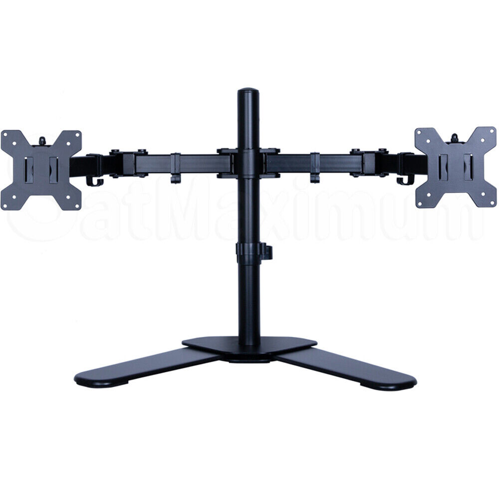 SatMaximum Dual Monitor Desk Stand Adjustable Mount Tilt Computer Screens 10 27