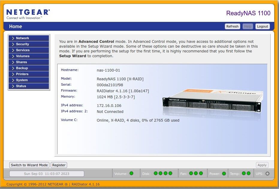 Netgear ReadyNAS 1100 Network Attached Storage 4TB