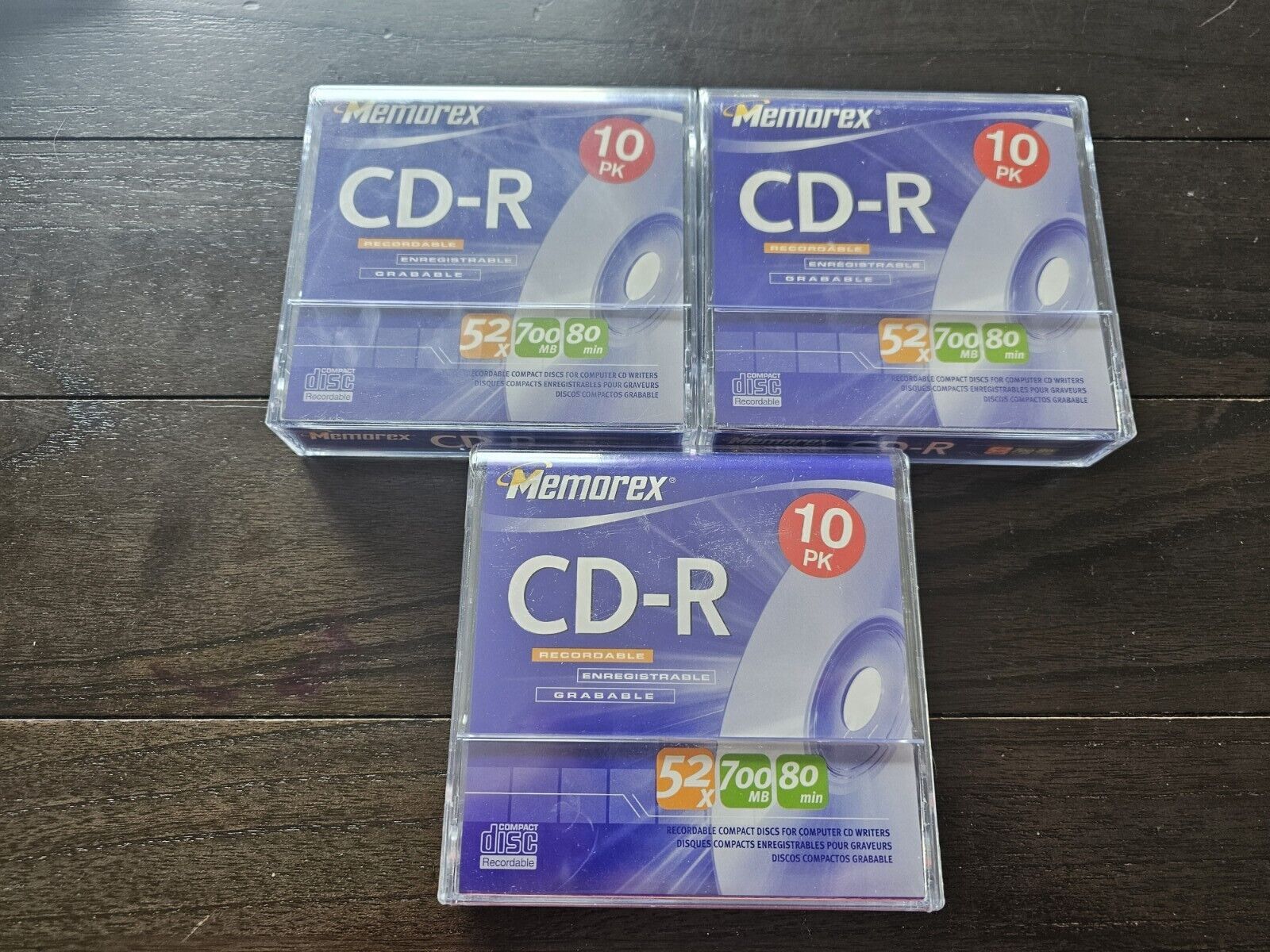 Memorex CD-R, 52x, 700MB, 80 Min, 10 Pack Recordable CD ROM, 3 Packages, Sealed