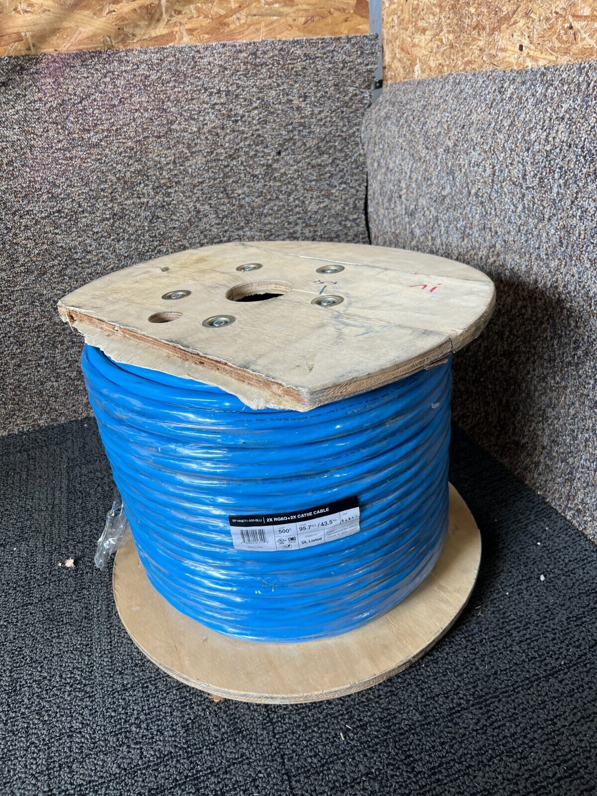 Wirepath RG6/U Quadshield Coaxial Cable Cat 5e Bulk Wire Cable 500ft Blue