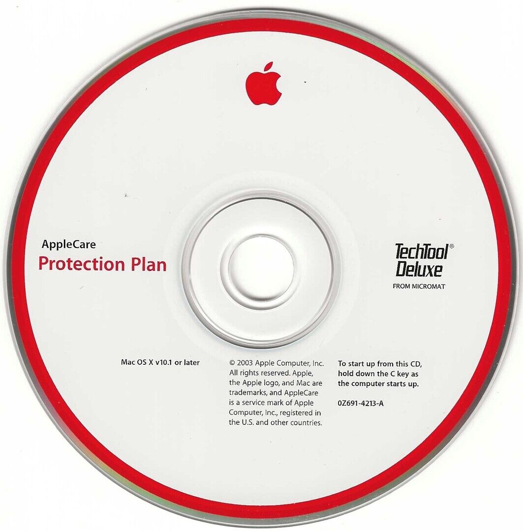 AppleCare Protection Plan Mac OS V v10.1 or later.  nm 2003.  Bootable