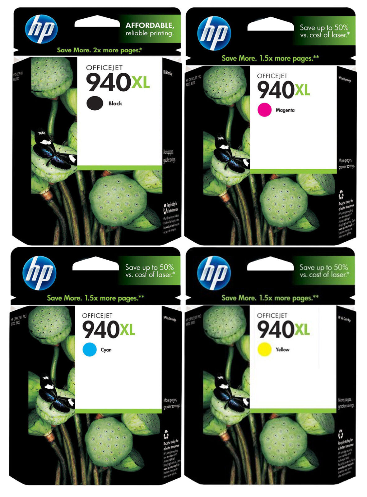 GENUINE HP 940XL Ink Cartridge 4-Pack for Officejet pro 8000 8500