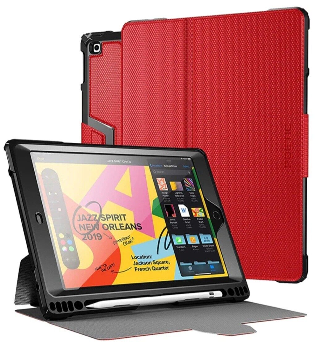 Poetic Explorer Series Smart Case For iPad 10.2 Tablet Cover, Red