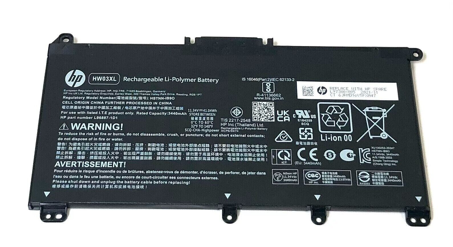 HW03XL Genuine NEW Battery for HP Pavilion 15 15-EG0067ST 15-EG0027OD L97300-005