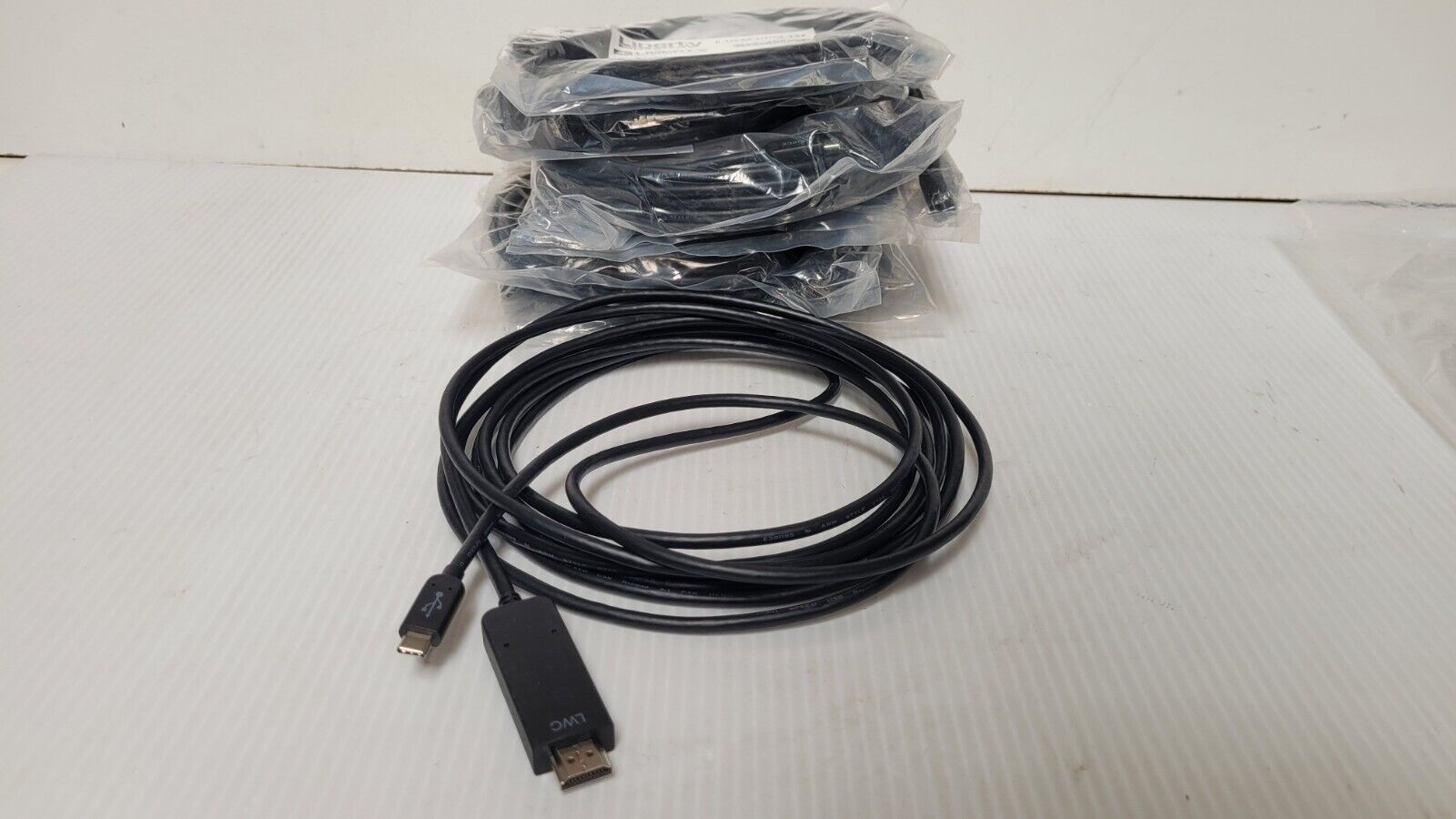 Lot of 9 15' Molded USB C Male to HDMI A Male Cable - Liberty AV E-UCM-HDM-15F
