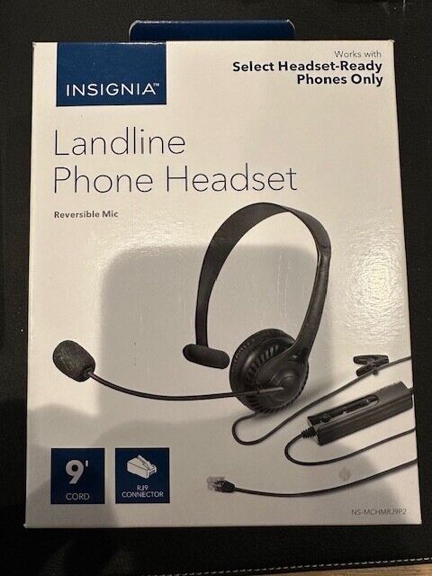 Insignia- Landline Hands-Free Headset with RJ-9 Connection - 9\' Cord - Black