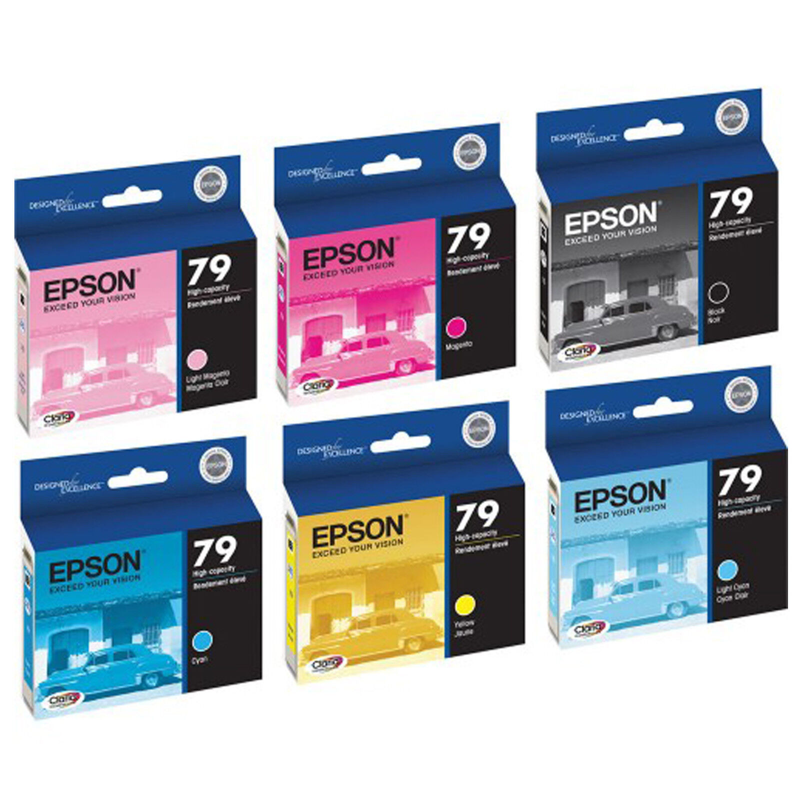 6 Genuine Epson 79 T079 Ink Cartridges for Stylus Photo 1400 and Artisan 1430