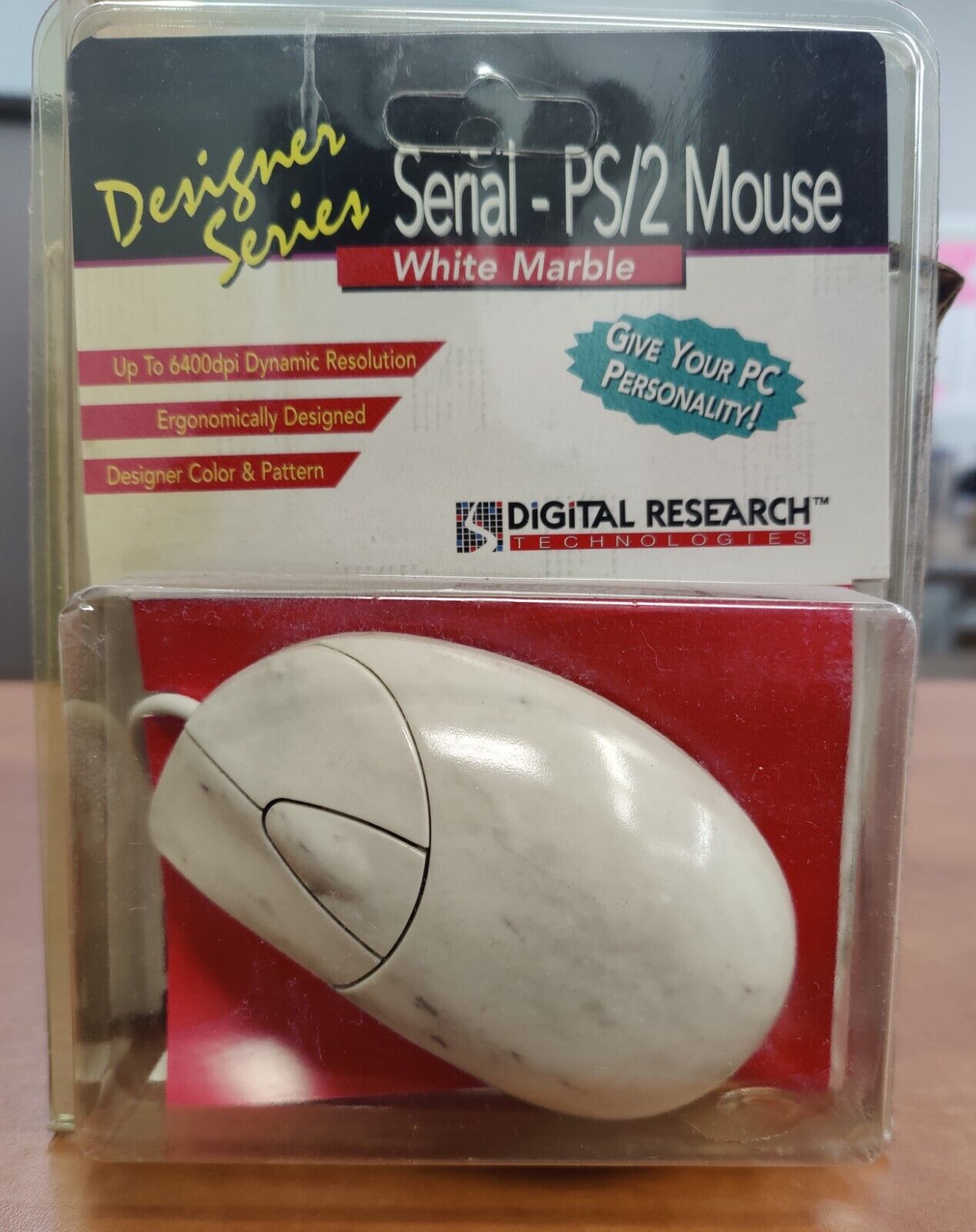 *VINTAGE* PS/2 / Serial Mouse *NEW IN BOX* Designer Series White Marble pattern