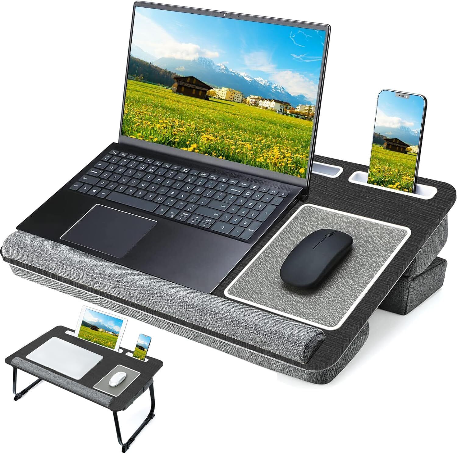 Laptop Desk 2 in 1 Lap Desk with Cushion 17 inch Laptop Folding Table with Pad