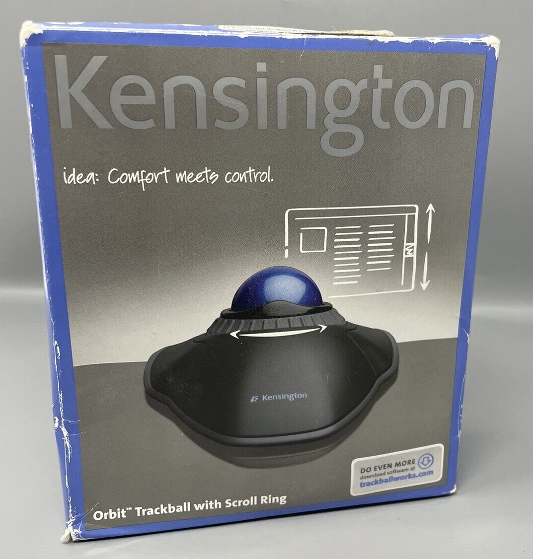 Kensington Wired Orbit Trackball Mouse with Scroll Ring Wrist Rest K72337