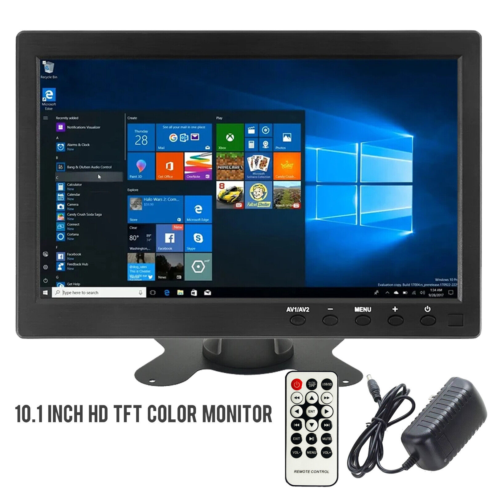 Portable Monitor 10 inch LCD Display Screen with AV VGA HDMI Input For PC DSLR