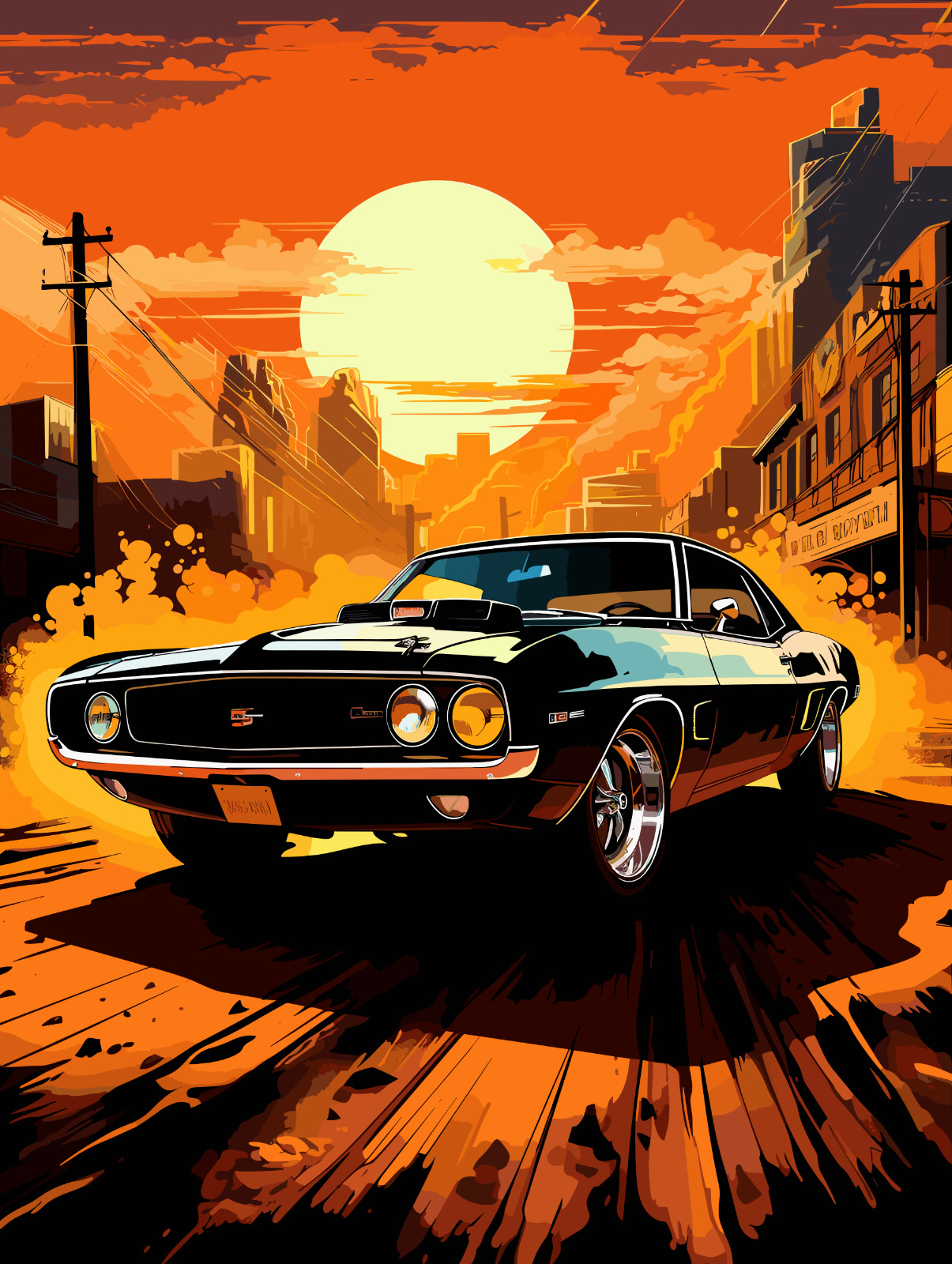 Vintage Camaro SS Chevy Painting AI Design  Novelty Mouse Pad Stunning Art Work