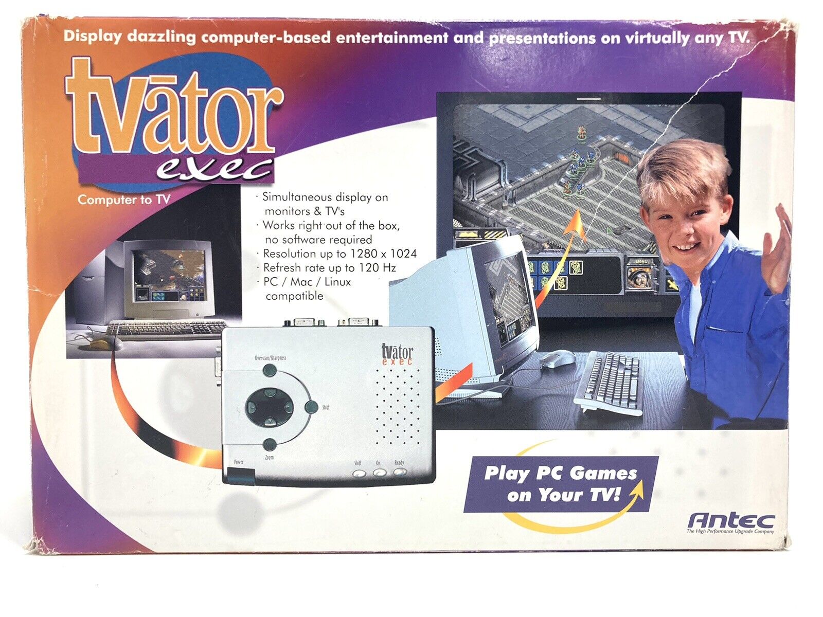 Antec TVator EXEC - Play PC Games on your TV Vintage Complete in Box Y2K Retro