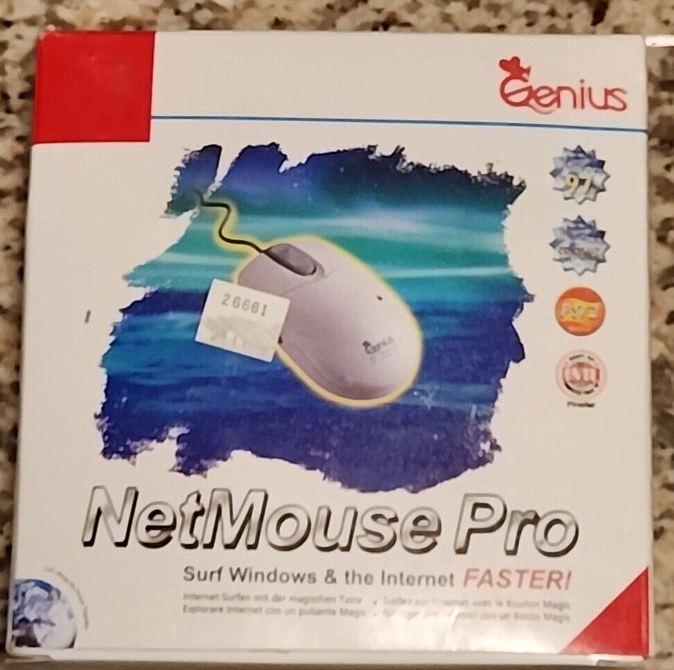 Vintage Genius NetMouse Pro PS/2 Mouse w/ 3.5\