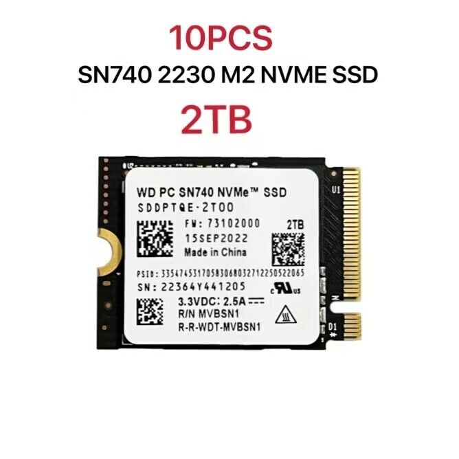 Lot 10pcs NEW WD SN740 M.2 2230 2TB NVME PCIE SSD For Steam Deck ASUS ROG Dell