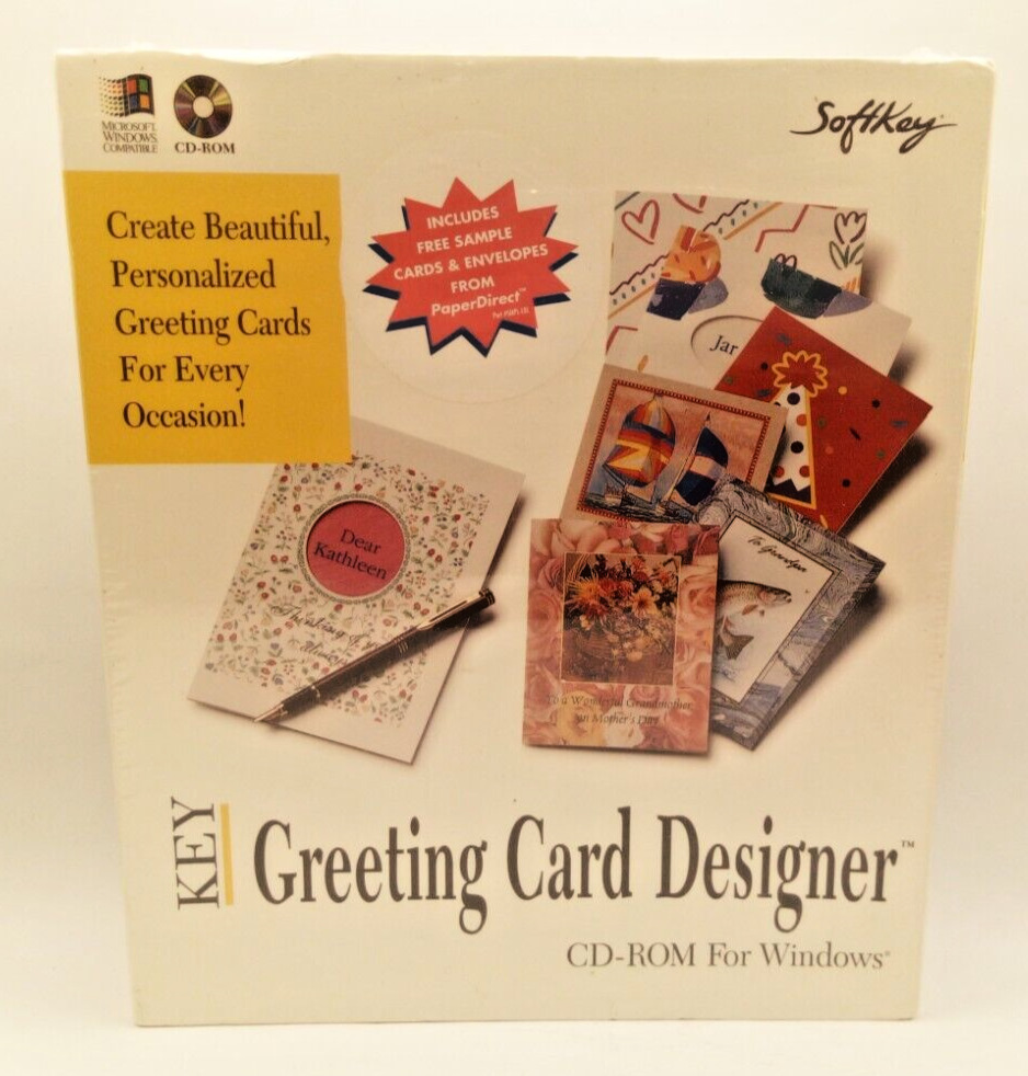 SoftKey Key Greeting Card Designer CD-ROM for Windows Rare Collectible