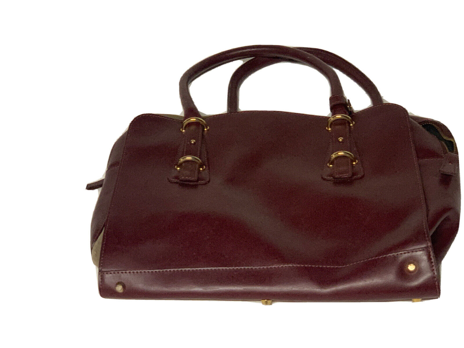 Alberta Di Canio Burgundy Italian Patent Leather Vintage Sleek Laptop Bag