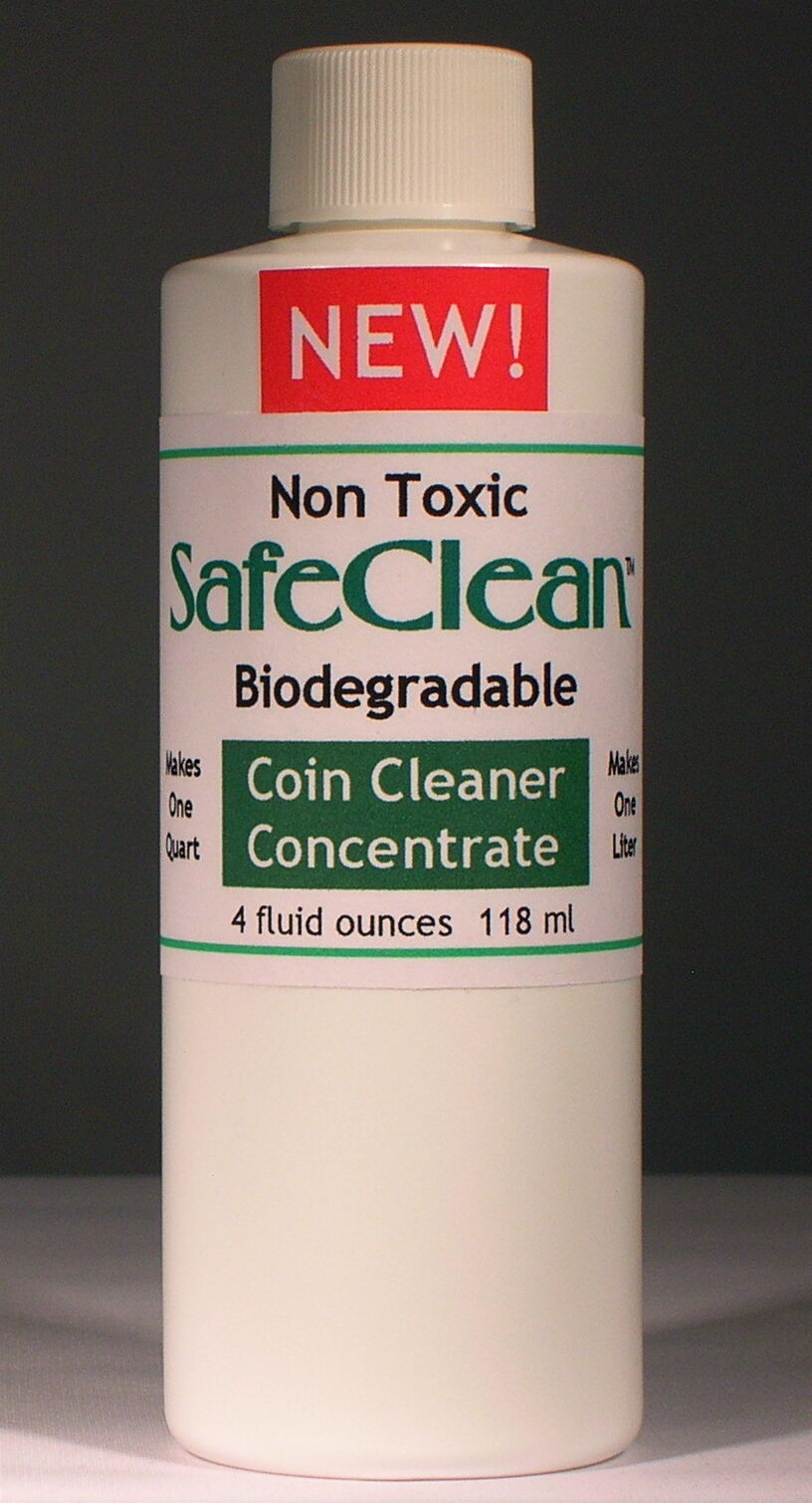 New SafeClean Coin Cleaner Concentrate. No Risk Guarantee. 4oz. makes 32oz.